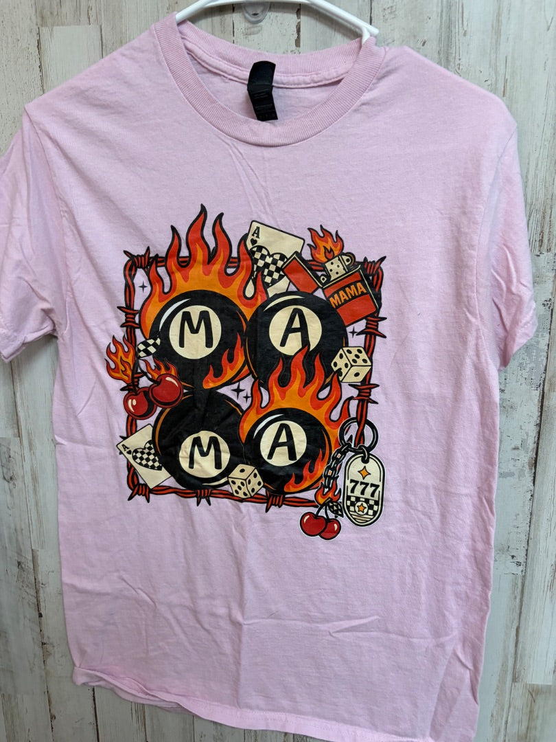 PINK GILDAN MAMA CARDS TEE, LADIES S