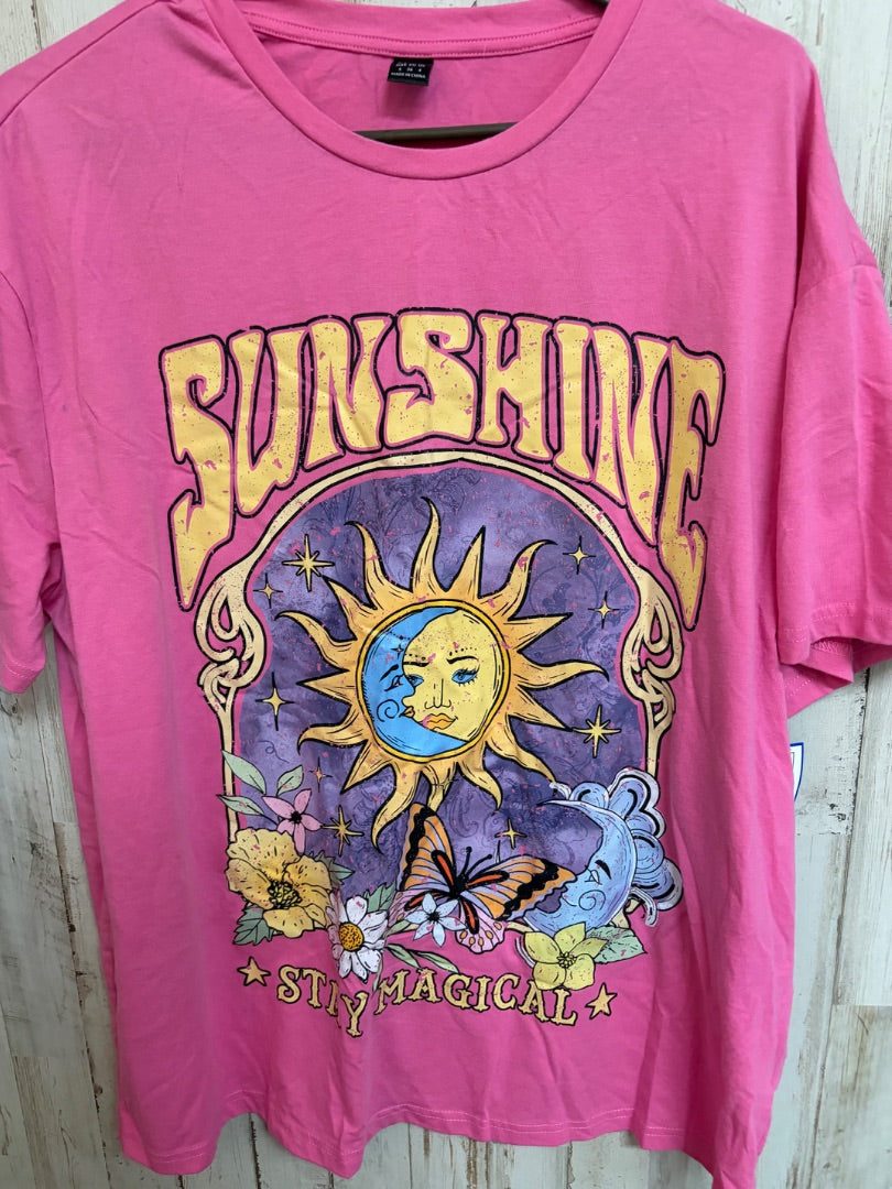 PINK SHEIN SUNSHINE OVERSIZED TEE, LADIES S