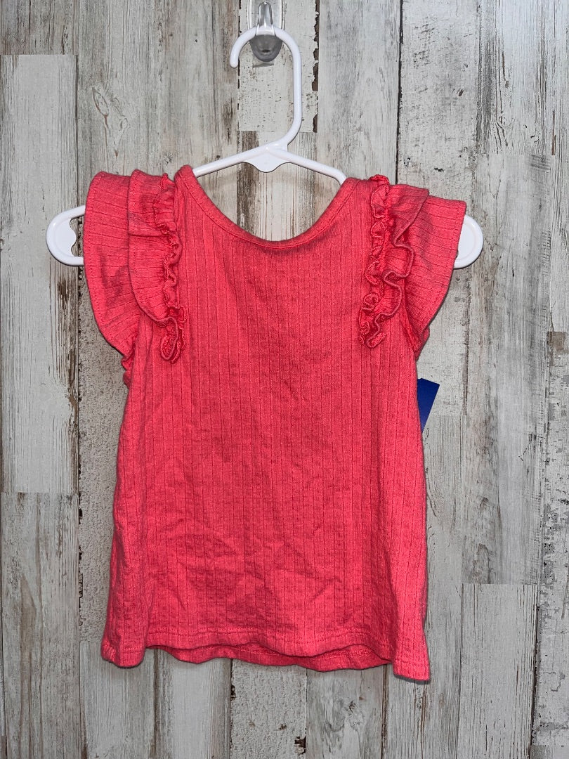 CORAL GARANIMALS RUFFLE SLEEVE TEE, GIRL 18M