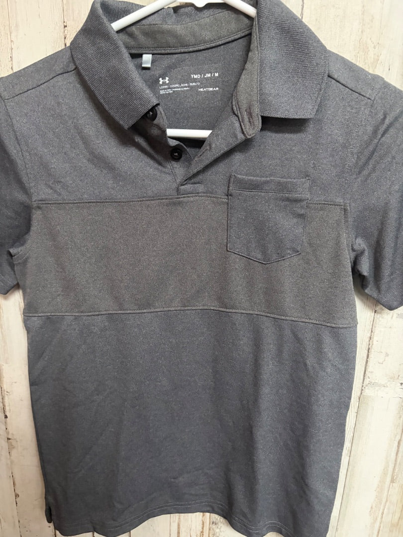 GREY UNDER ARMOUR DRY FIT POLO, BOY 10/12