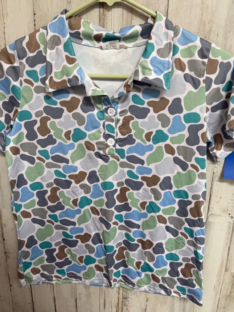 GREEN BOUTIQUE DUCK CAMO POLO, BOY 10/12