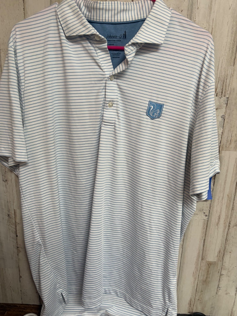BLUE JOHNNIE-O DRY FIT STRIPE POLO, BOY ADULT L