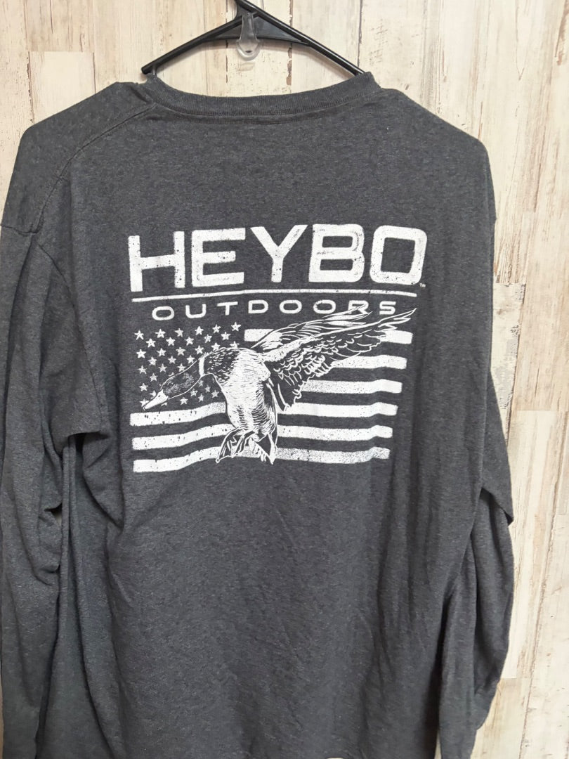GREY HEYBO LOGO LONG SLEEVE TEE, BOY ADULT L