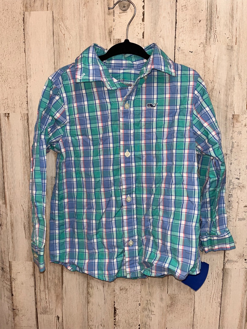 BLUE VINEYARD VINES PLAID BUTTON UP, BOY 3T