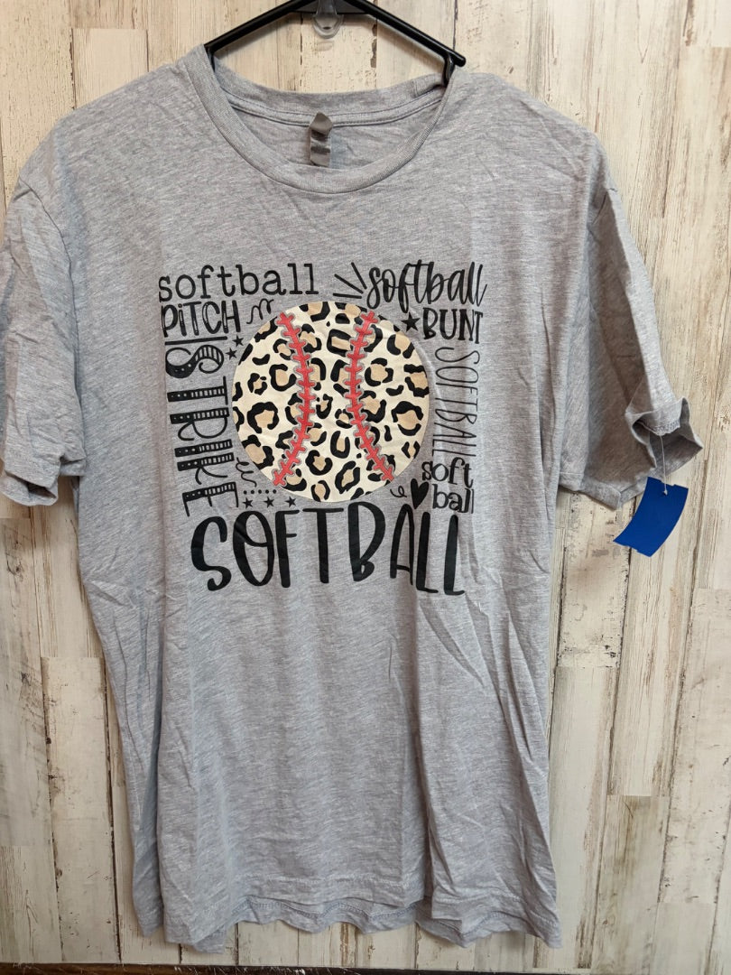 GREY NEXT LEVEL SOFTBALL TEE, LADIES L