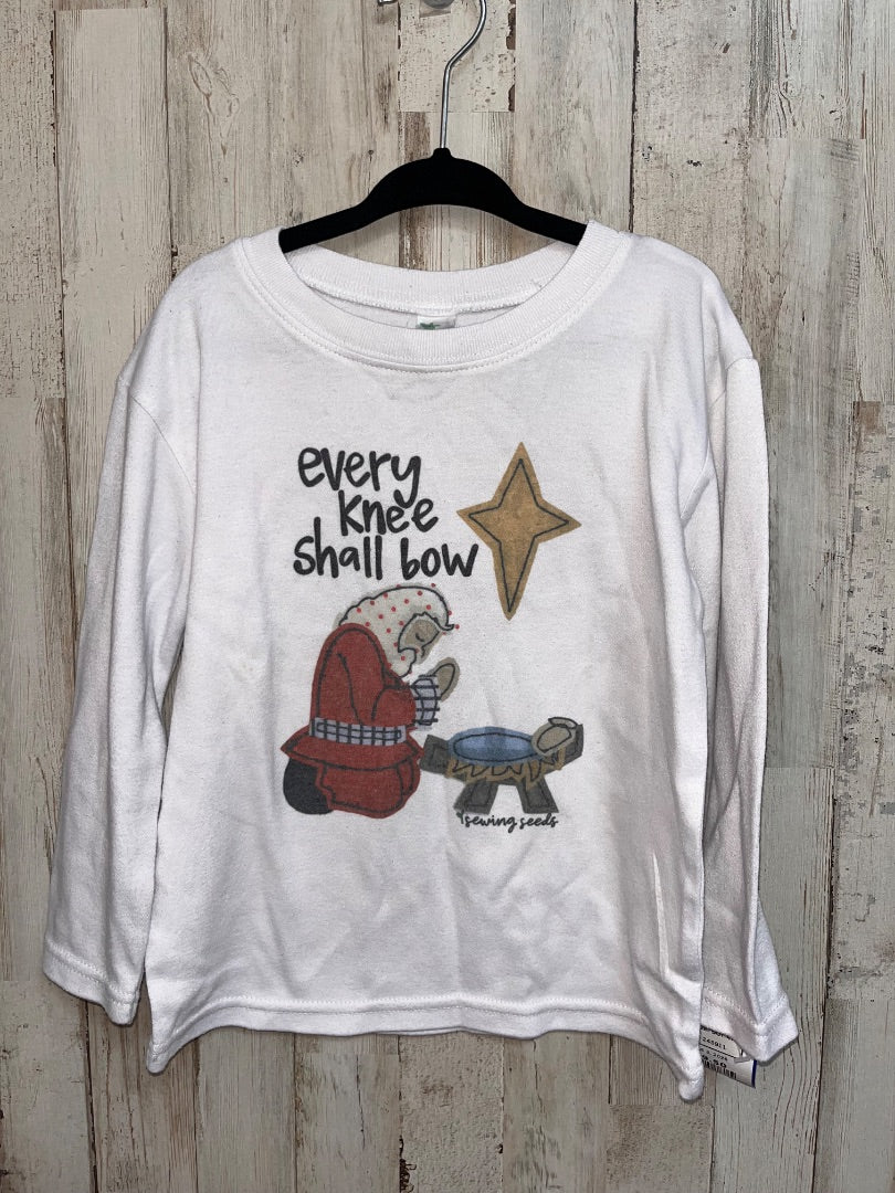 WHITE LAUGHING GIRAFFE EVERY KNEE SHALL BOW, BOY 4T