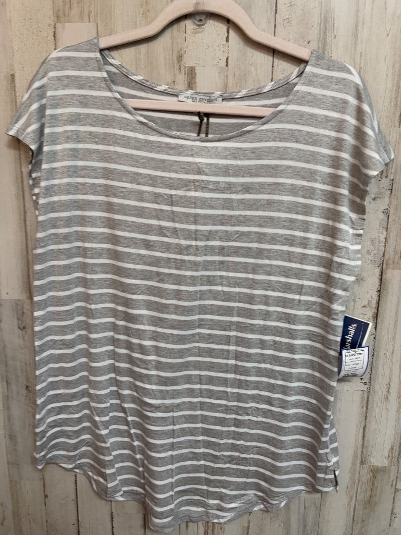 GREY GREEN ENVELOPE STRIPE TOP, LADIES L