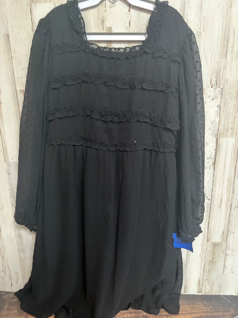 BLACK WONDER NATION DOTTED RUFFLE DRESS, GIRLS 10/12