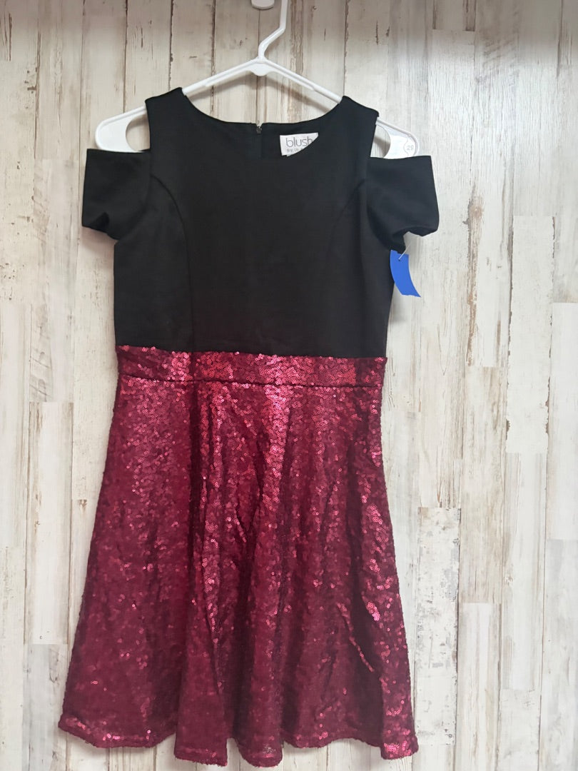 BLACK/MAROON BLUSH SEQUIN DRESS, GIRLS 14