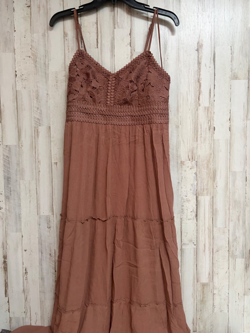 BROWN OLIVE + OAK LACE TRIM MUSLIN DRESS, LADIES M