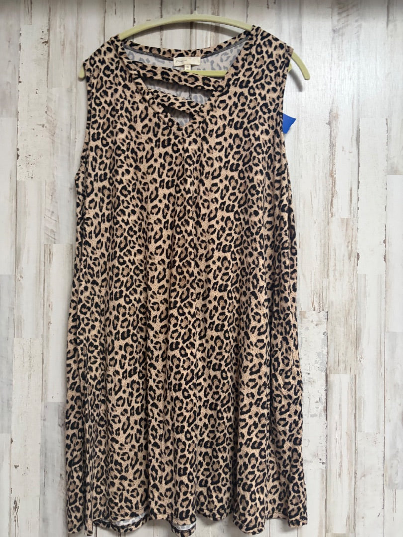 TAN PERFECT LEOPARD V NECK TANK DRESS, LADIES XL