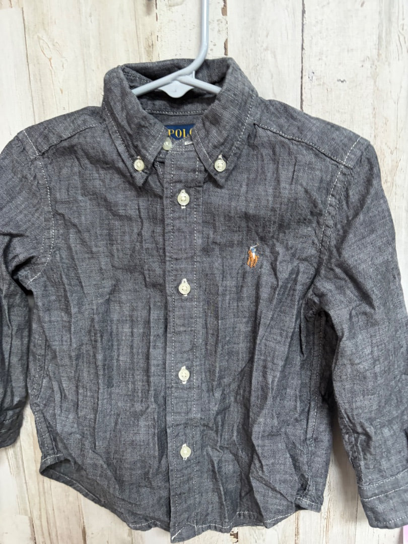 GREY RALPH LAUREN BUTTON UP, BOY 2T
