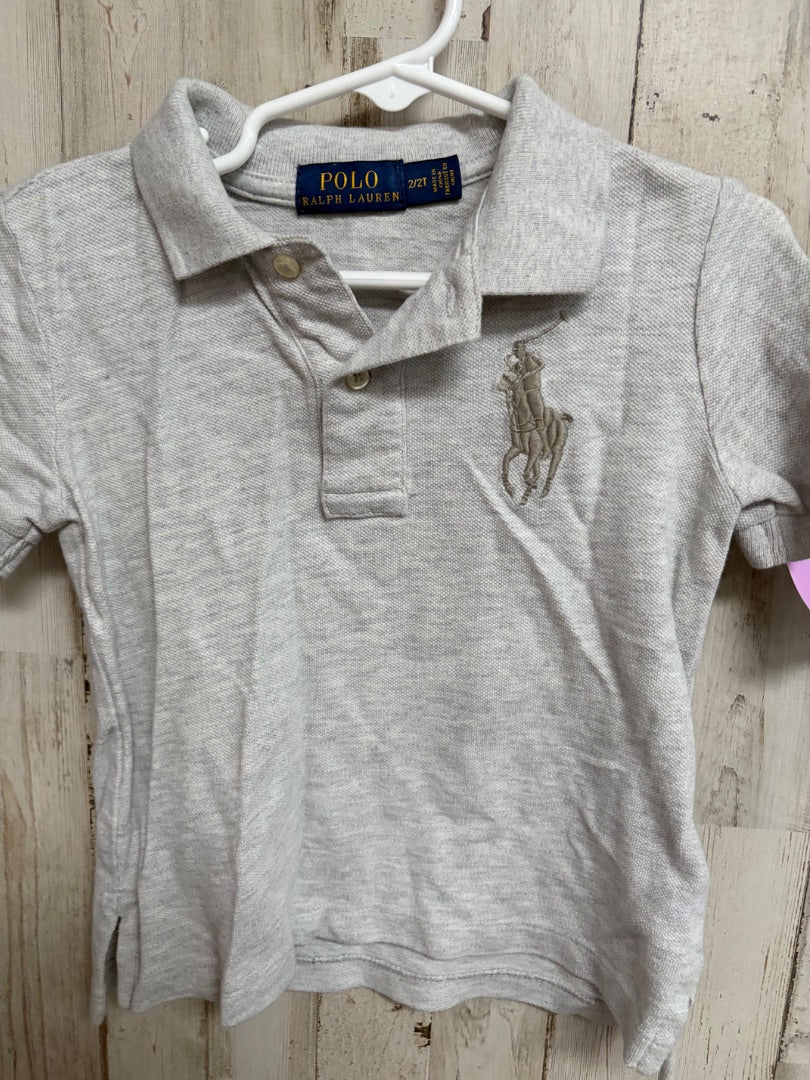 LIGHT GREY RALPH LAUREN LOGO POLO, BOY 2T