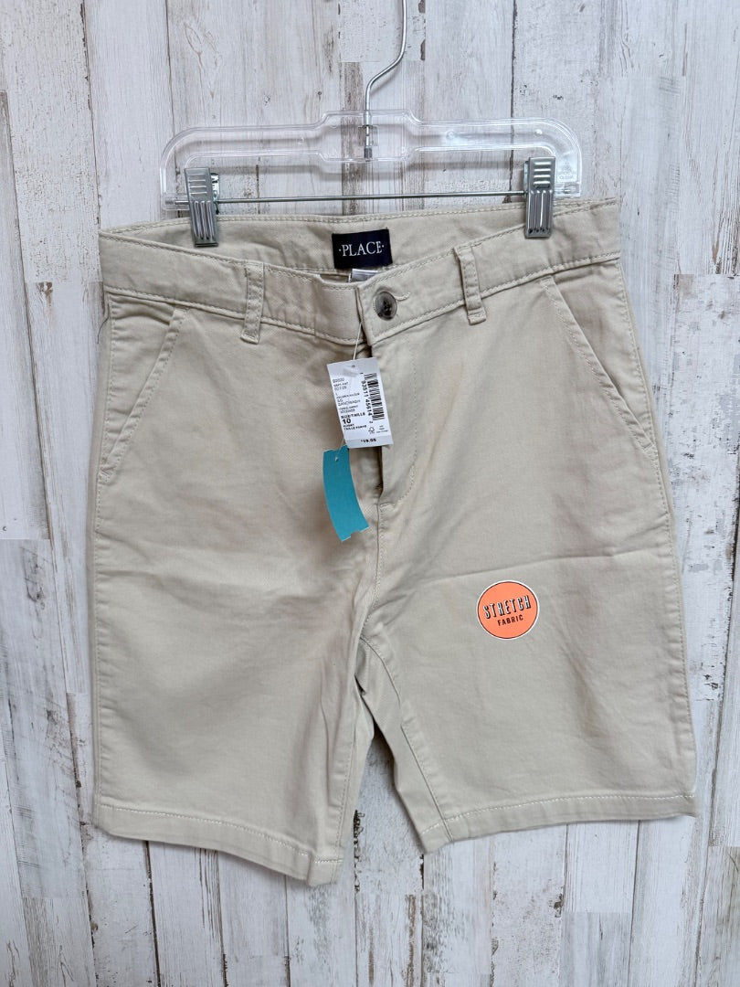TAN CHILDRENS PLACE NEW KHAKI BUTTON SHORTS, BOY 10 HUSKY