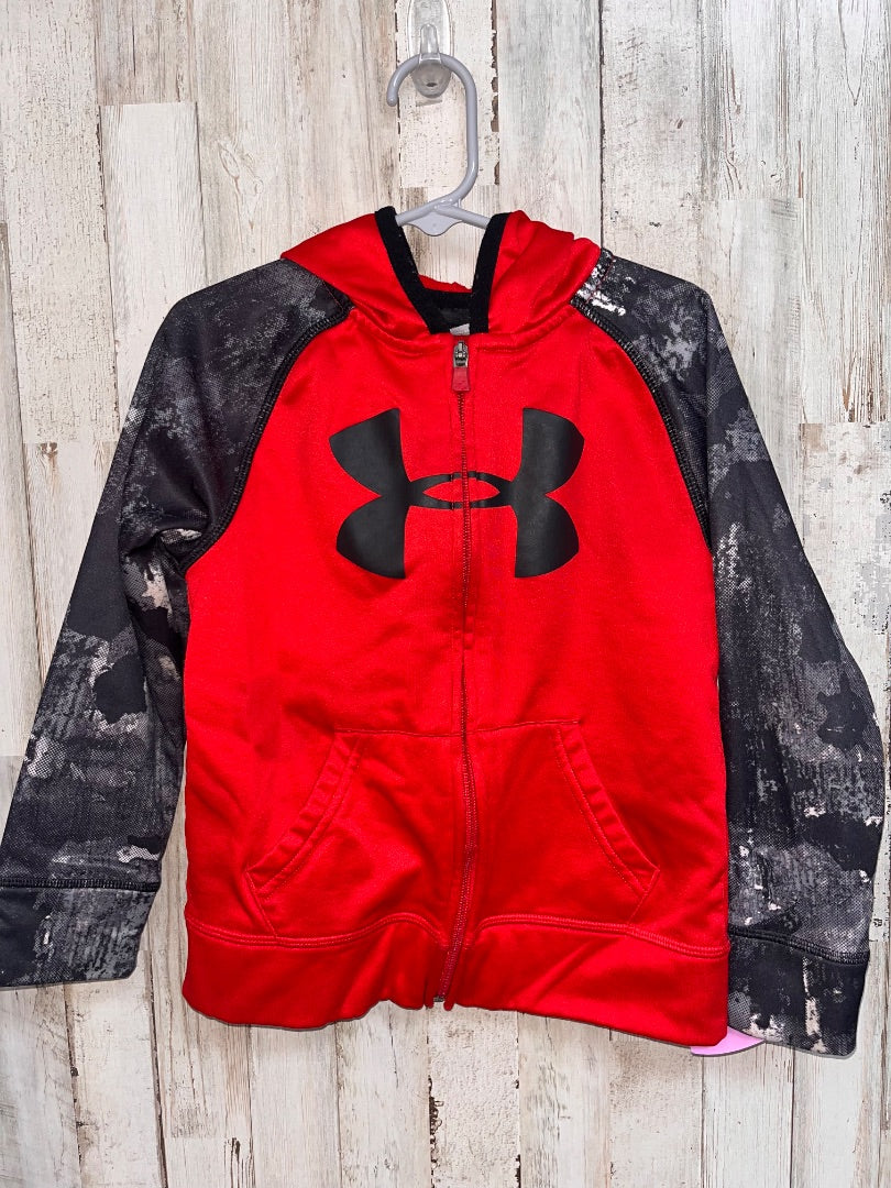 RED UNDER ARMOUR ZIP HOODED JACKET, BOY 5T