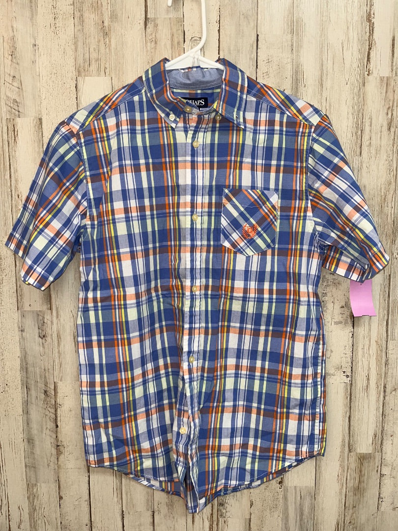 BLUE CHAPS PLAID BUTTON UP, BOY 14/16