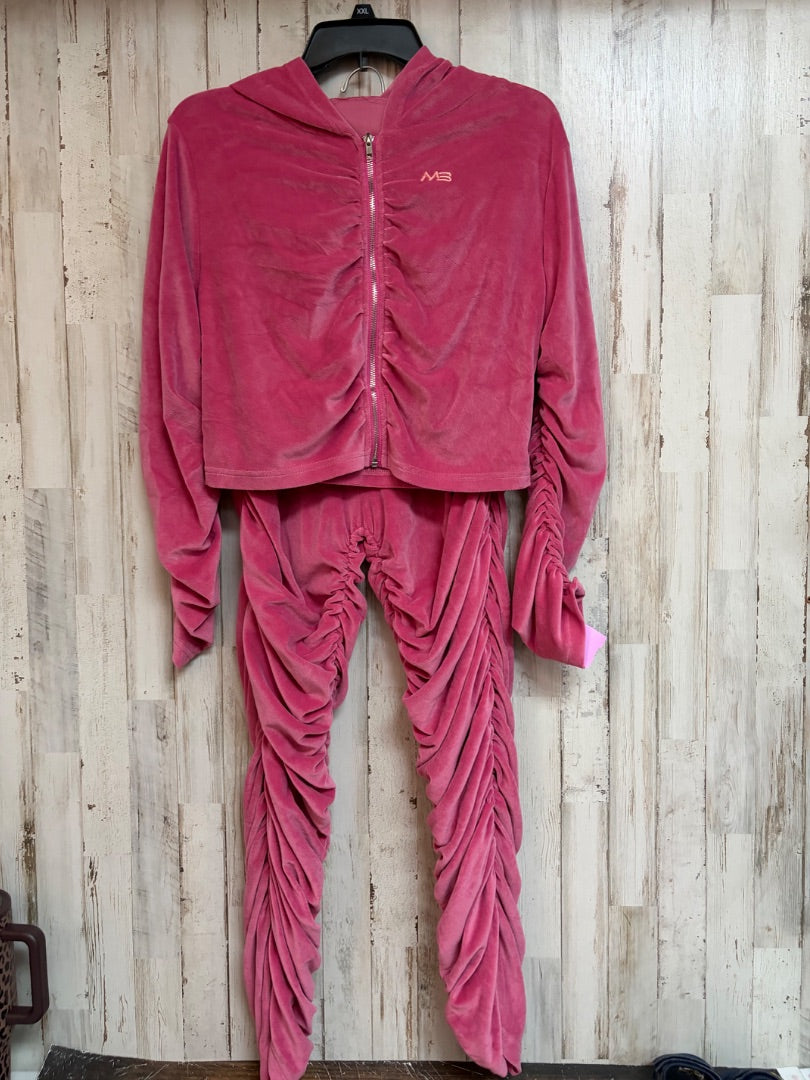 PINK MB 2PC VELOUR CINCH SET, LADIES XL