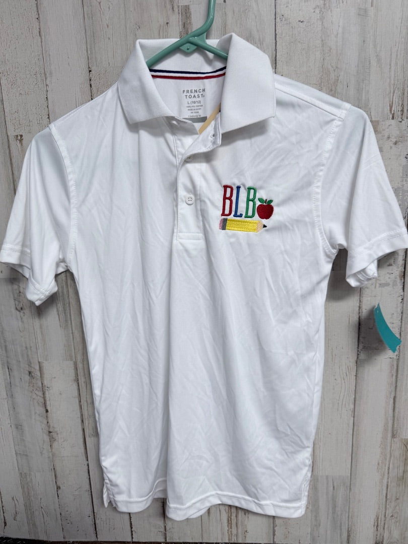 WHITE FRENCH TOAST BLB SCHOOL EMBROIDERED POLO, BOY 10/12