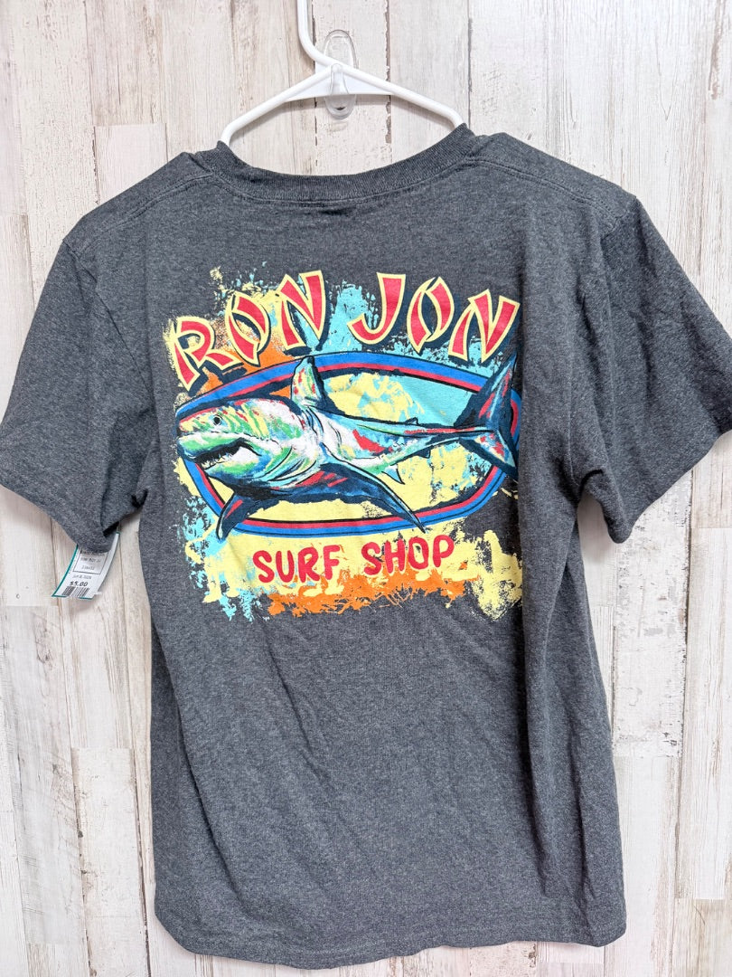 GREY RON JON SHARK SURF SHOP TEE, BOY 14