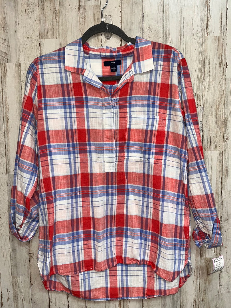 RED GAP PLAID BUTTON UP, LADIES S