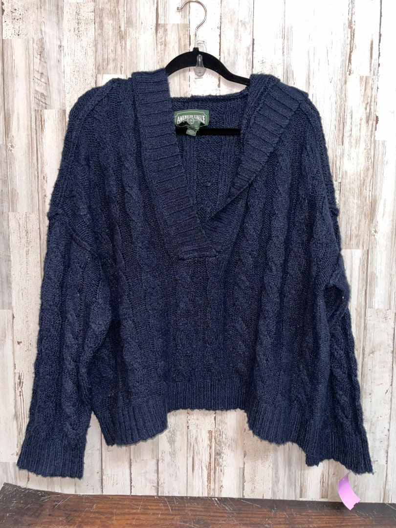 NAVY AMERICAN EAGLE KNIT DEEP V SWEATER, LADIES M
