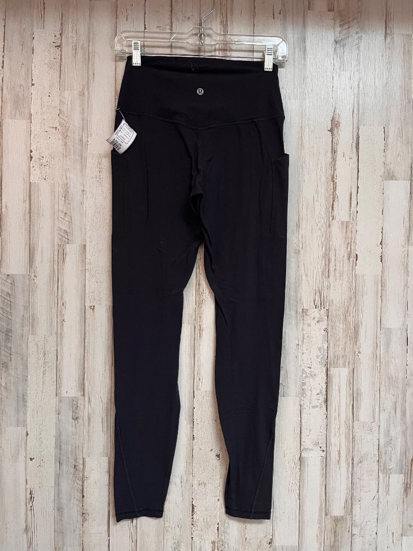 BLACK LULULEMON SZ 6 COTTON LEGGINGS, LADIES M