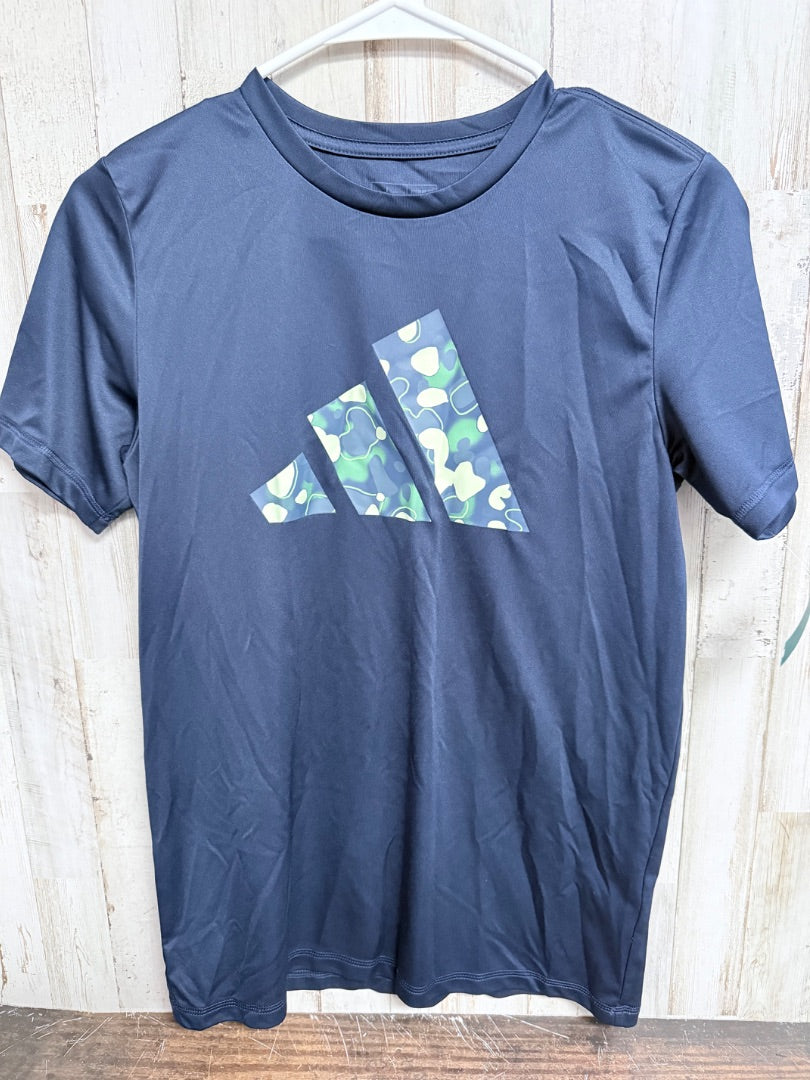 NAVY ADIDAS DRY FIT CAMO PRINT LOGO TEE, BOY 14/16