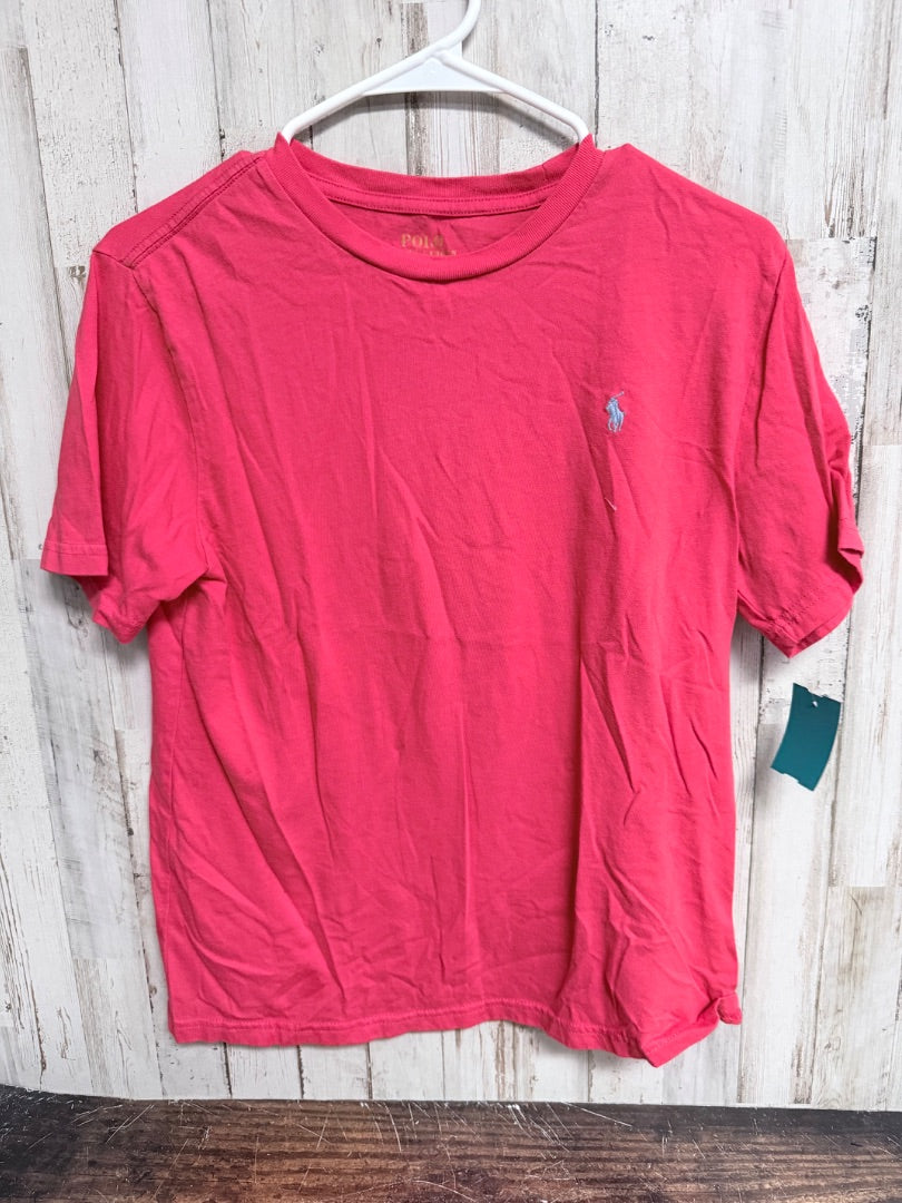 CORAL-RED RALPH LAUREN LOGO TEE, BOY 14/16