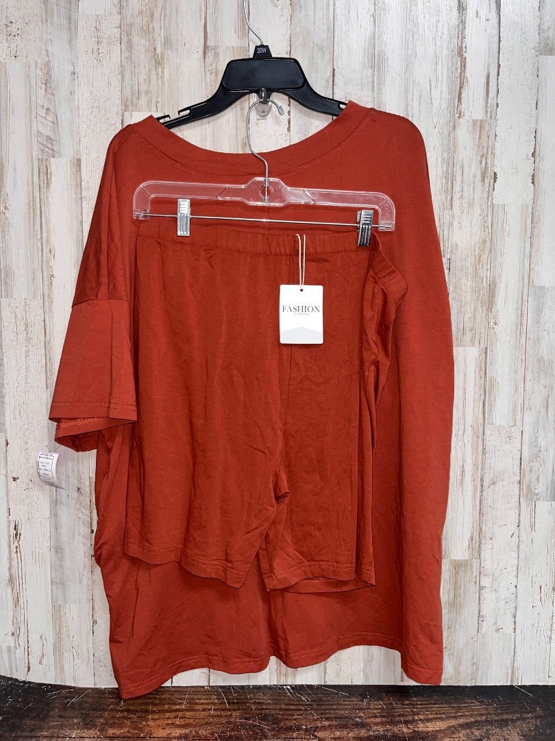 RUST NEW 2PC V NECK SET, LADIES 2X