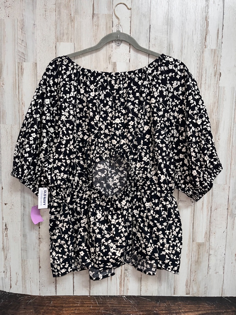 BLACK OLD NAVY FLORAL PEPLUM BLOUSE, LADIES 2X