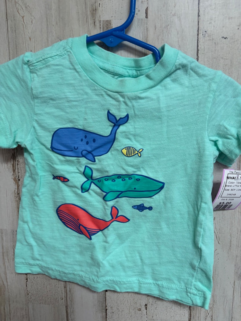 TEAL LITTLE ME WHALE TEE, BOY 12M
