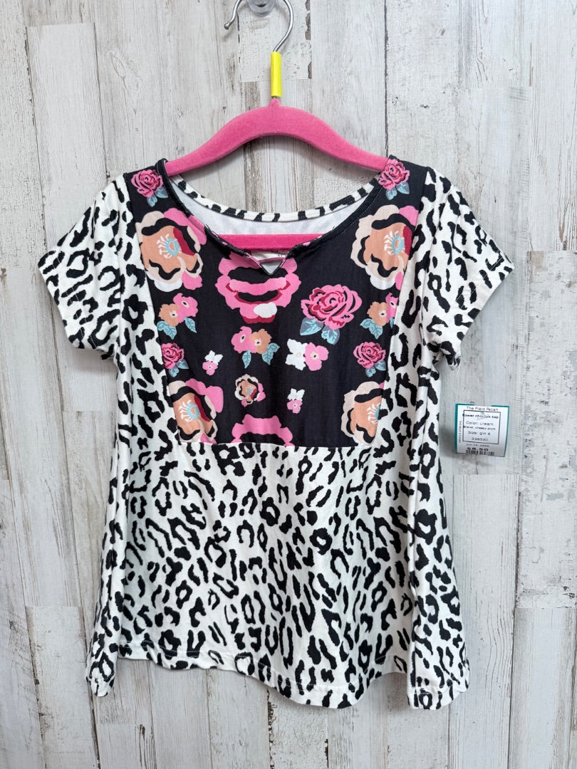 cream cheeky plum flower cheetah top, girl 6