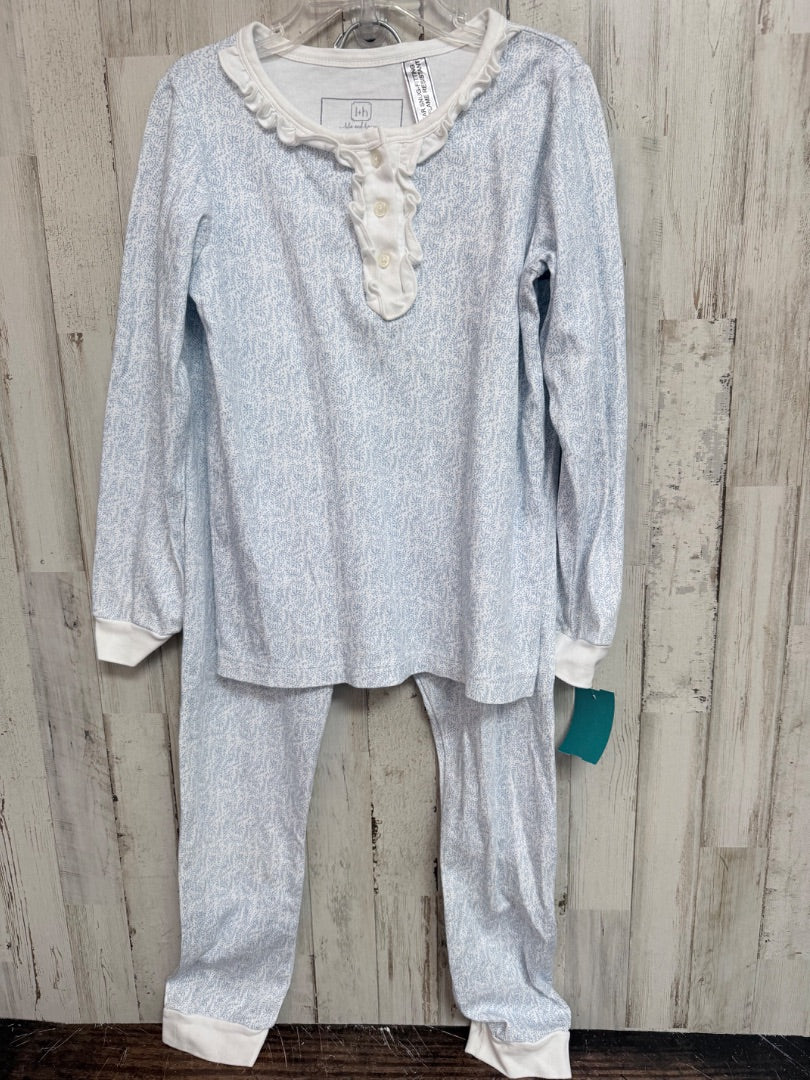 blue lila & haus leaf print pj set, girl 8