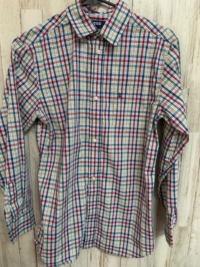 EARTH TONES IZOD PLAID BUTTON UP, BOY 14/16