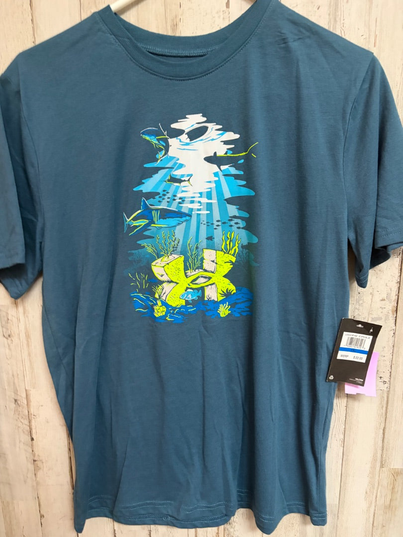 BLUE UNDER ARMOUR NEW SHARK TEE, BOY 18/20