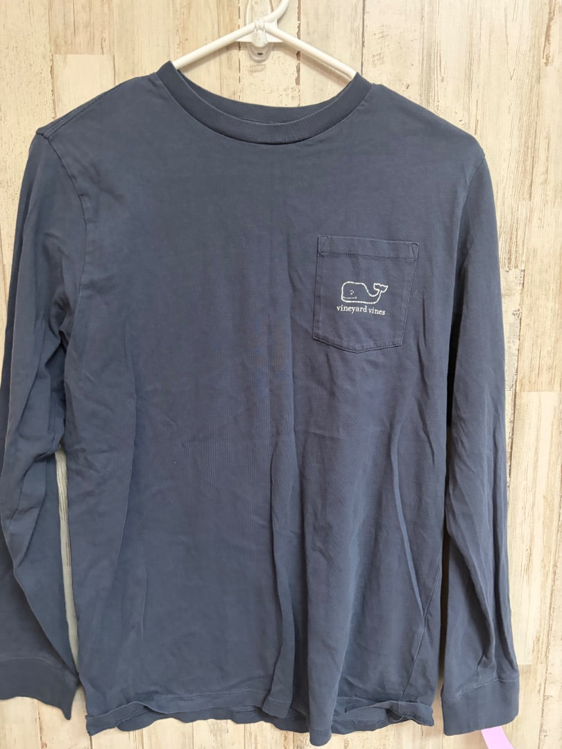 NAVY VINEYARD VINES LOGO POCKET TEE, BOY 18