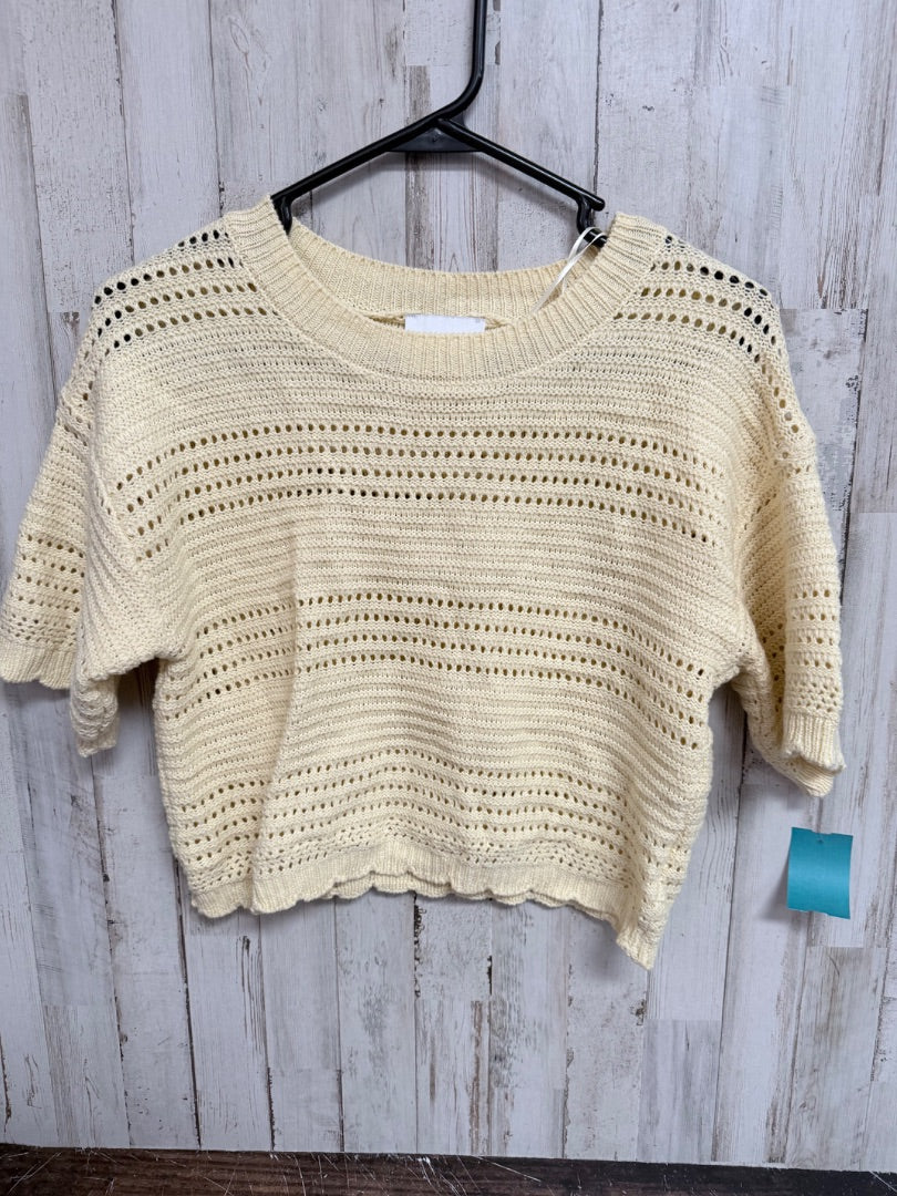 YELLOW PINK ROSE KNIT CROP SWEATER, LADIES XS