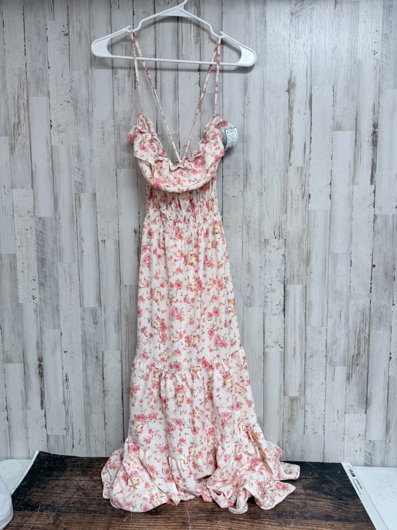 BEIGE FLORAL MAXI DRESS, LADIES L