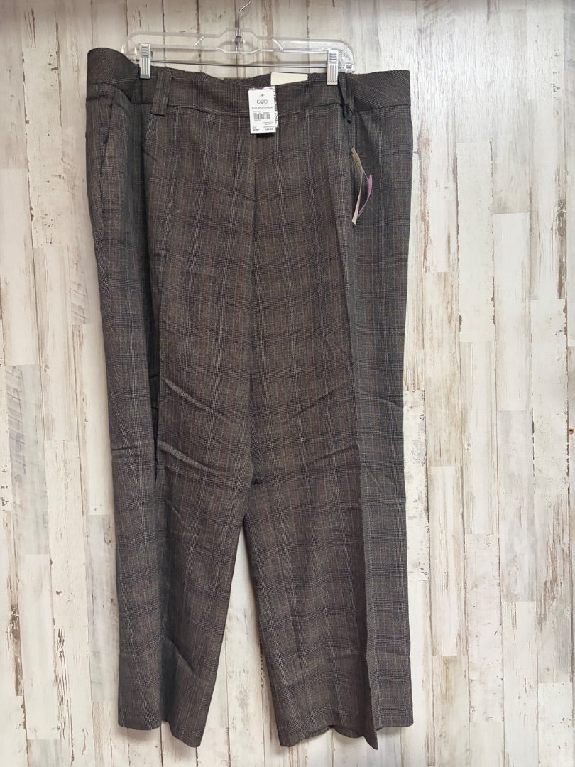 BROWN CATO NEW PLAID SHAPE ENHANCING 20W TROUSERS, LADIES 2X