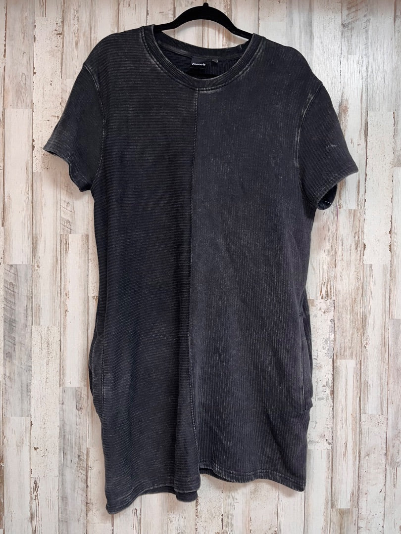 GREY MONO B RIBBED POCKET TSHIRT DRESS, LADIES M