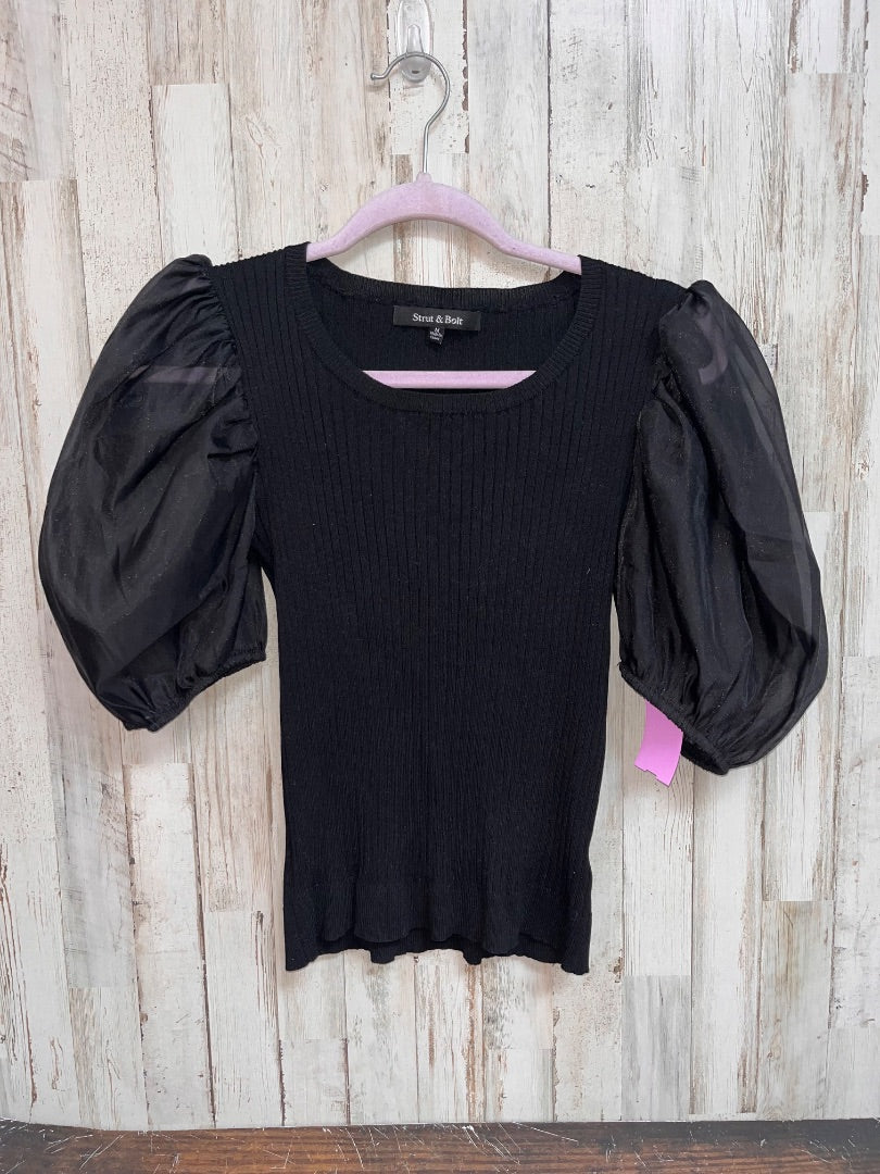 BLACK STRUT & BOLT KNIT PUFF SLEEVE TOP, LADIES M