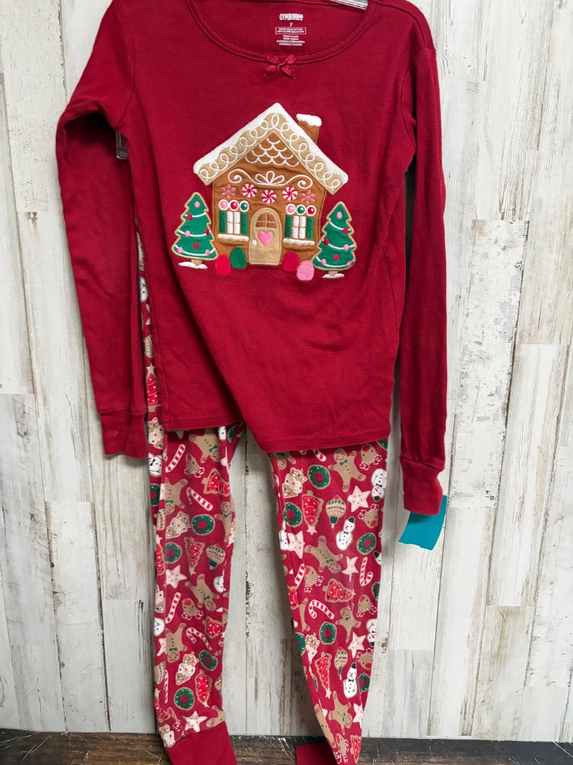 RED GYMBOREE GINGERBREAD PJ SET, GIRL 7