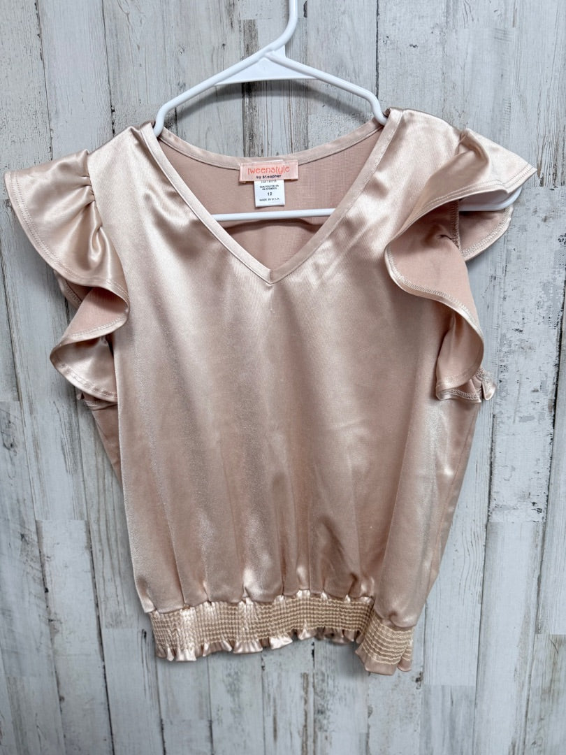 GOLD TWEENSTYLE RUFFLE SLEEVE TOP, GIRLS 12