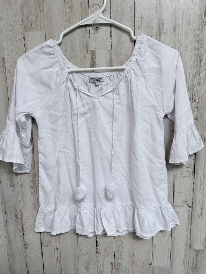 WHITE JOYOUS & FREE TASSELL TOP, GIRLS 12