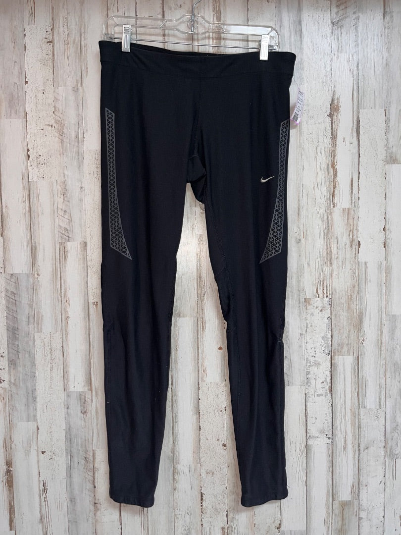 BLACK NIKE ZIP SIDE COTTON LEGGINGS, LADIES L