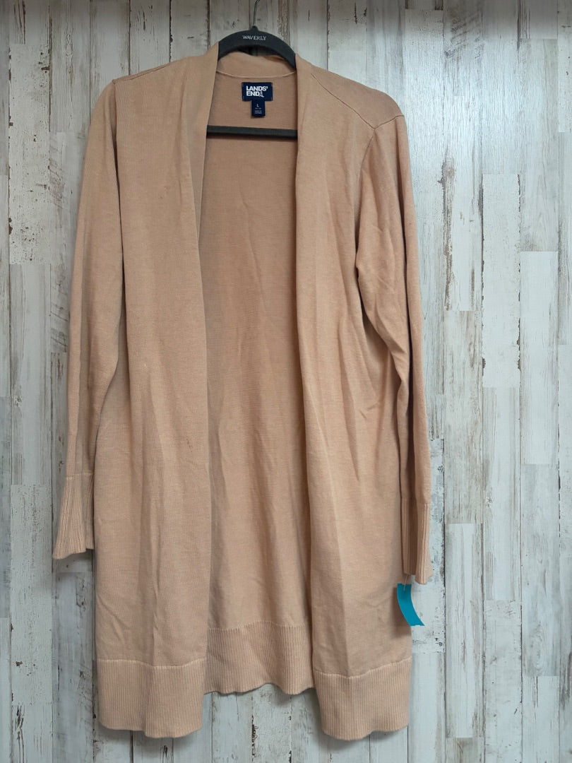 BEIGE LANDS END KNIT CARDIGAN, LADIES L