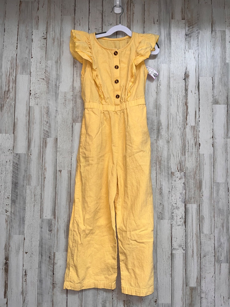 YELLOW LINEN BUTTON ROMPER, GIRL 7