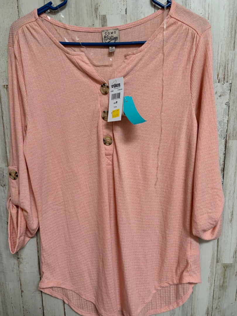 PEACH COMO VINTAGE NEW RIBBED BUTTON TOP, LADIES M
