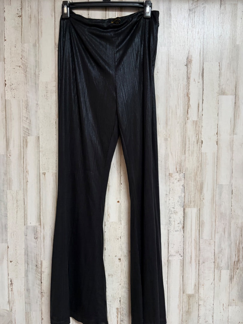 BLACK SUGARLIPS TEXTURED SHINY WIDE LEG PANTS, LADIES M