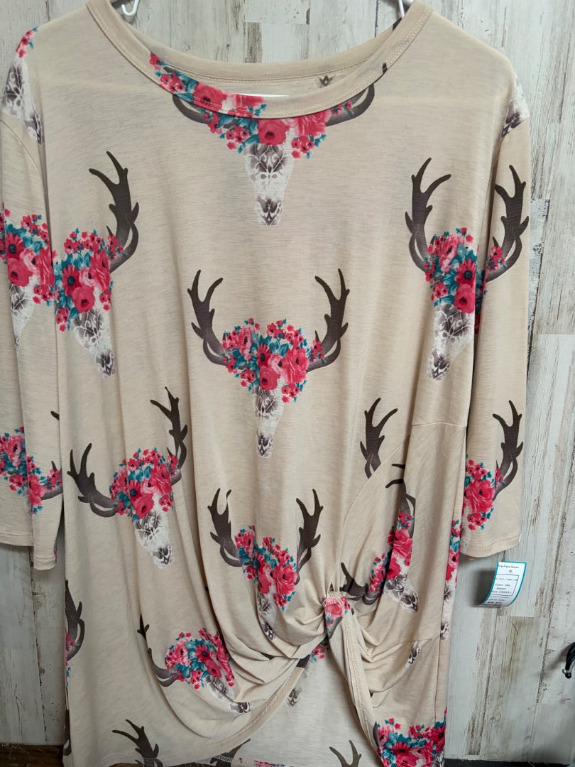 TAN BULL SKULL TWIST TOP, LADIES L